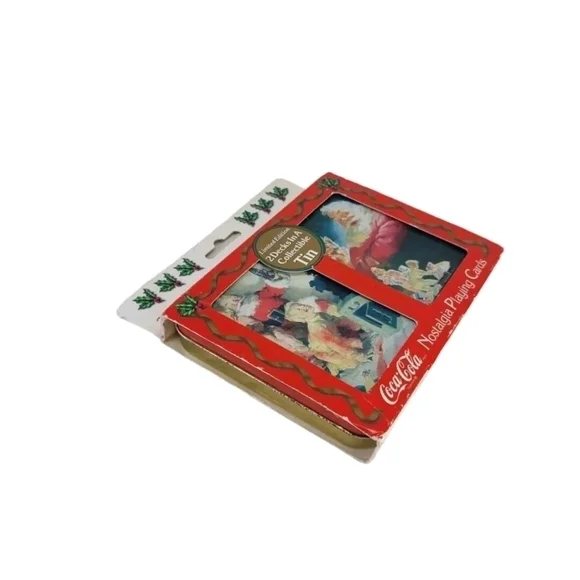 Coca-Cola Christmas Santa Nostalgic Playing Cards W/Tin 1996 Limited Edition New - Picture 3 of 10